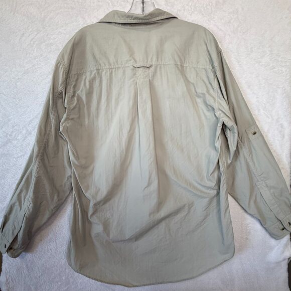Vintage LL Bean Button Up Shirt Mens Medium Light Khaki Ripstop Outdoors *Flaw - Picture 7 of 16